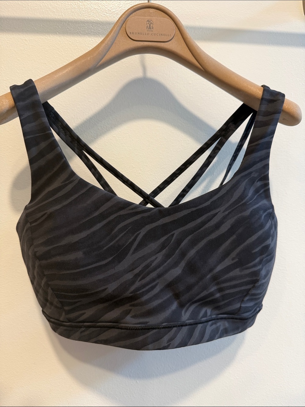 lululemon athletica Charcoal Black Zebra-Print Strappy Sports Bra